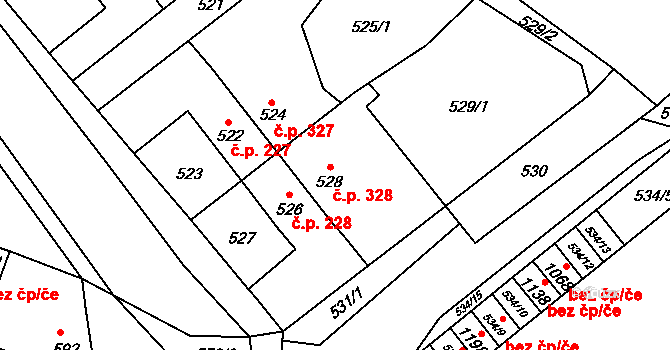 Rynholec 328 na parcele st. 528 v KÚ Rynholec, Katastrální mapa