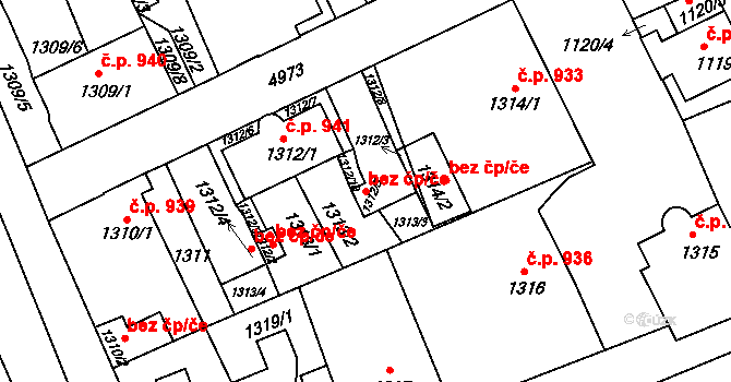 Louny 89816803 na parcele st. 1312/5 v KÚ Louny, Katastrální mapa
