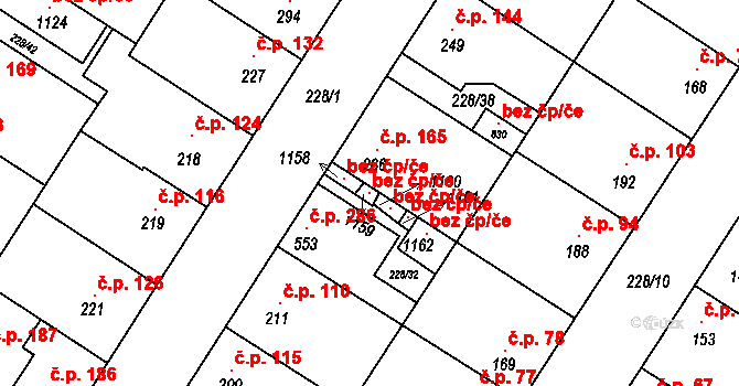 Pchery 93912803 na parcele st. 1159 v KÚ Pchery, Katastrální mapa