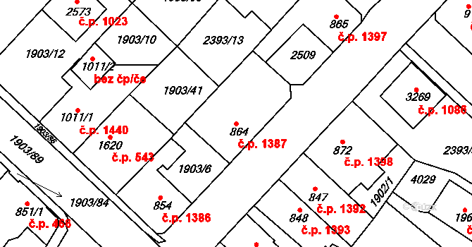 Havlíčkův Brod 1387 na parcele st. 864 v KÚ Havlíčkův Brod, Katastrální mapa