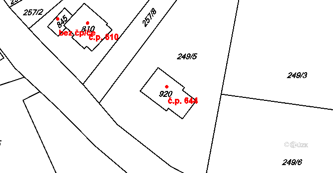 Příchovice 644, Kořenov na parcele st. 920 v KÚ Příchovice u Kořenova, Katastrální mapa