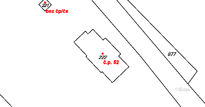 Malá Čermná 52, Čermná nad Orlicí na parcele st. 222 v KÚ Malá Čermná nad Orlicí, Katastrální mapa