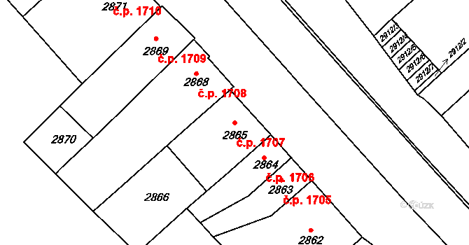 Znojmo 1707 na parcele st. 2865 v KÚ Znojmo-město, Katastrální mapa
