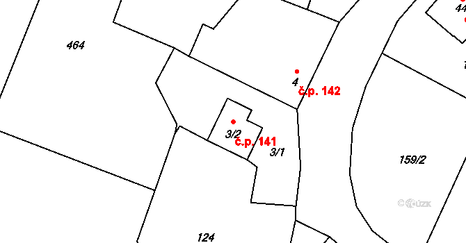 Boňkov 141, Olšovec na parcele st. 3/2 v KÚ Boňkov u Hranic, Katastrální mapa
