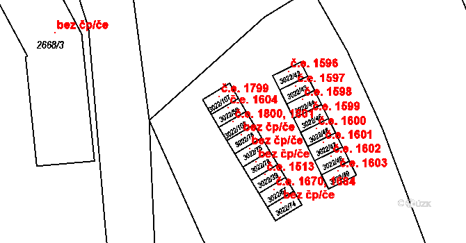 Děčín I-Děčín 1800,1801, Děčín na parcele st. 3022/108 v KÚ Děčín, Katastrální mapa