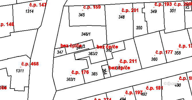 Kladno 119973804 na parcele st. 363/2 v KÚ Motyčín, Katastrální mapa