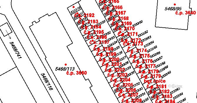 Jihlava 2200 na parcele st. 5333/24 v KÚ Jihlava, Katastrální mapa