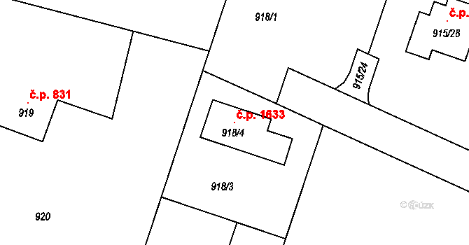 Polanka nad Odrou 1633, Ostrava na parcele st. 918/4 v KÚ Polanka nad Odrou, Katastrální mapa