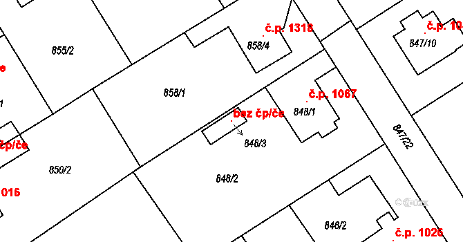 Rychnov nad Kněžnou 147565804 na parcele st. 848/3 v KÚ Rychnov nad Kněžnou, Katastrální mapa