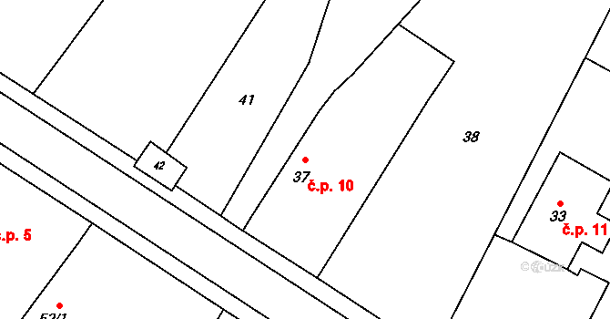 Trávník 10, Osice na parcele st. 37 v KÚ Trávník u Osic, Katastrální mapa