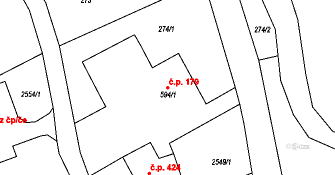 Cvikov II 179, Cvikov na parcele st. 594/1 v KÚ Cvikov, Katastrální mapa
