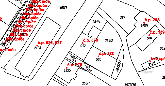 Žichlínské Předměstí 370, Lanškroun na parcele st. 912 v KÚ Lanškroun, Katastrální mapa
