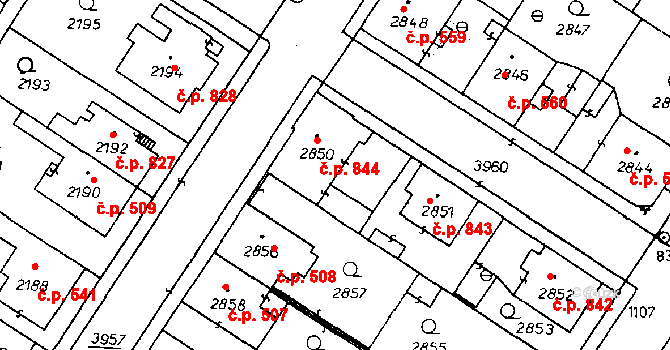 Poděbrady III 844, Poděbrady na parcele st. 2850 v KÚ Poděbrady, Katastrální mapa