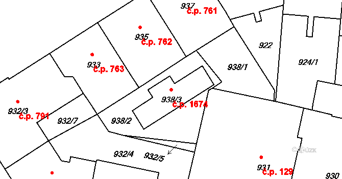 Nusle 1674, Praha na parcele st. 938/3 v KÚ Nusle, Katastrální mapa