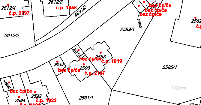 Smíchov 1819, Praha na parcele st. 2588 v KÚ Smíchov, Katastrální mapa