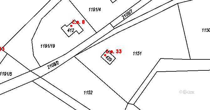 Polesí 33, Rynoltice na parcele st. 429 v KÚ Polesí u Rynoltic, Katastrální mapa
