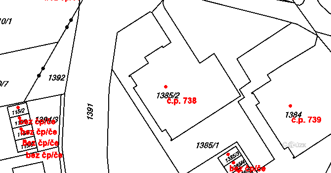 Liberec XIV-Ruprechtice 738, Liberec na parcele st. 1385/2 v KÚ Ruprechtice, Katastrální mapa