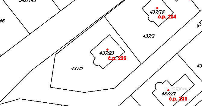Lhota 226, Plzeň na parcele st. 437/23 v KÚ Lhota u Dobřan, Katastrální mapa
