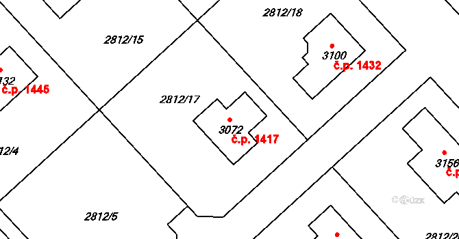 Ostrov 1417 na parcele st. 3072 v KÚ Ostrov nad Ohří, Katastrální mapa