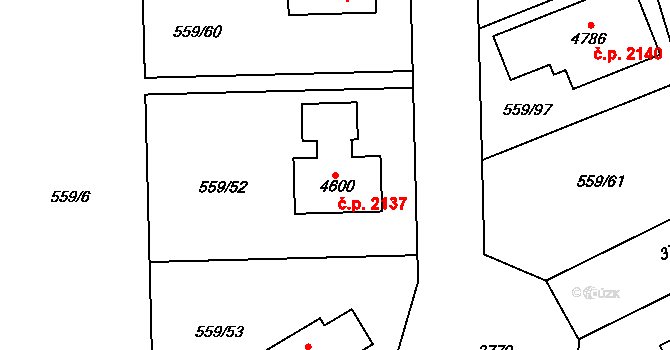 Česká Třebová 2137 na parcele st. 4600 v KÚ Česká Třebová, Katastrální mapa