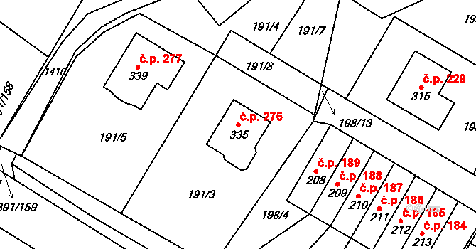 Horní Libchavy 276, Libchavy na parcele st. 335 v KÚ Horní Libchavy, Katastrální mapa