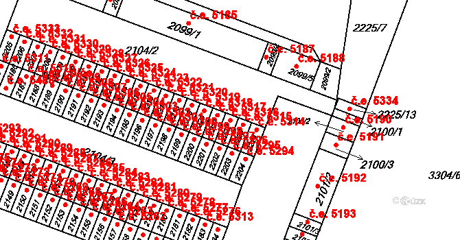 Kadaň 5316 na parcele st. 2222 v KÚ Kadaň, Katastrální mapa