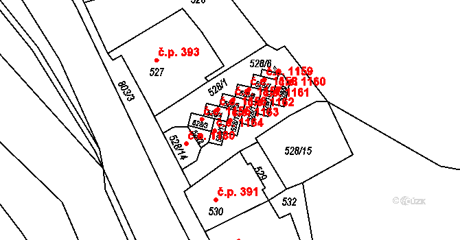Děčín IV-Podmokly 1163, Děčín na parcele st. 528/12 v KÚ Podmokly, Katastrální mapa