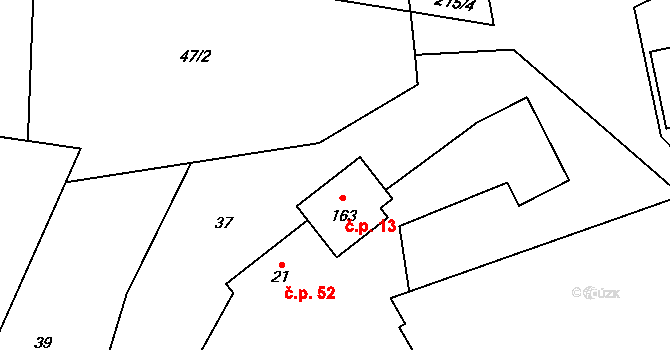 Arnoštovice 13, Heřmaničky na parcele st. 163 v KÚ Arnoštovice, Katastrální mapa