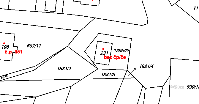 Dlouhá Brtnice 11 na parcele st. 231 v KÚ Dlouhá Brtnice, Katastrální mapa