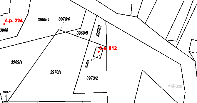 Orlová 38232804 na parcele st. 3970/4 v KÚ Horní Lutyně, Katastrální mapa