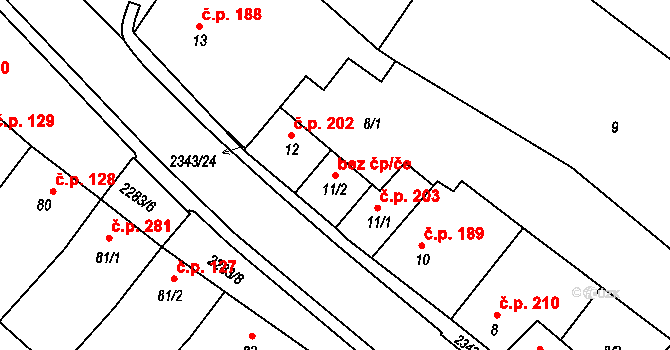 Křižanov 40702804 na parcele st. 11/2 v KÚ Křižanov, Katastrální mapa
