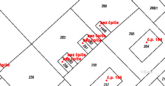 Bedihošť 41130804 na parcele st. 261 v KÚ Bedihošť, Katastrální mapa