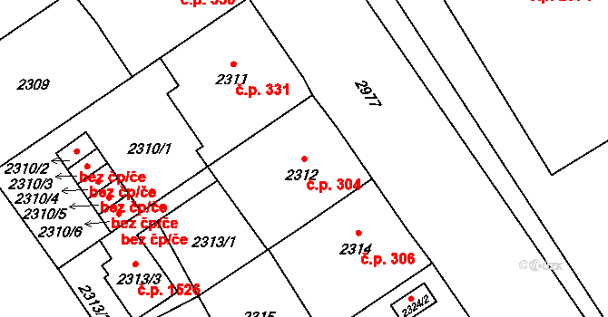 Předměstí 304, Opava na parcele st. 2312 v KÚ Opava-Předměstí, Katastrální mapa