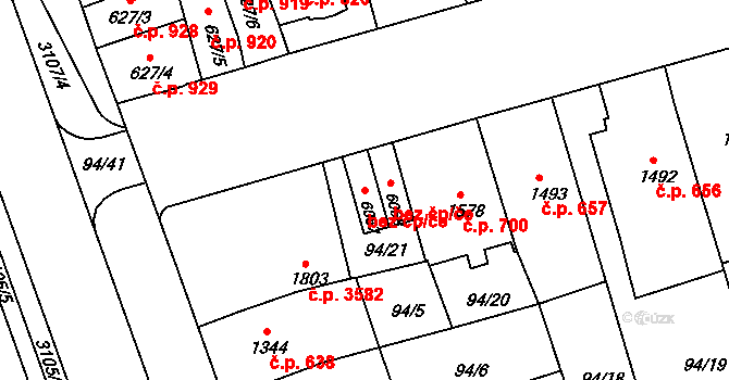 Kroměříž 44990804 na parcele st. 6067 v KÚ Kroměříž, Katastrální mapa