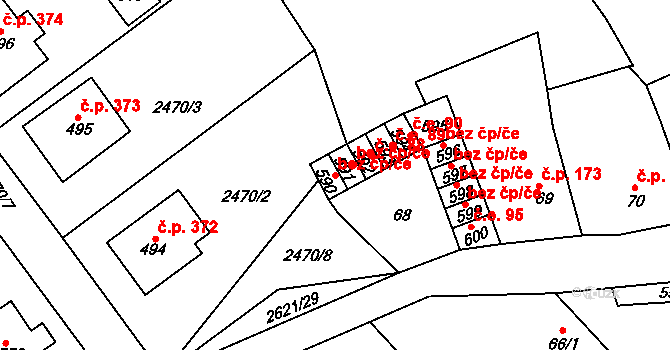 Horní Cerekev 45238804 na parcele st. 590 v KÚ Horní Cerekev, Katastrální mapa