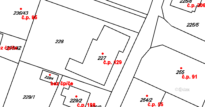 Bobrovníky 129, Hlučín na parcele st. 227 v KÚ Bobrovníky, Katastrální mapa