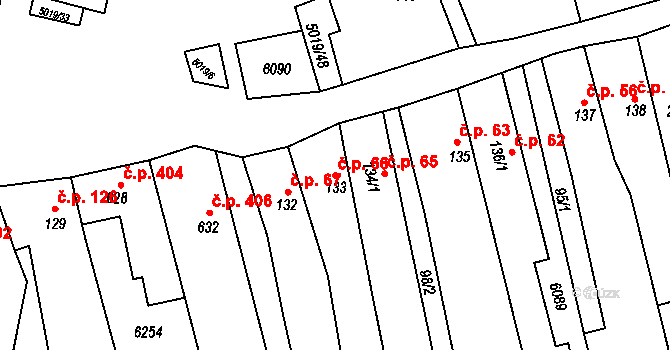 Popovice 66 na parcele st. 133 v KÚ Popovice u Uherského Hradiště, Katastrální mapa