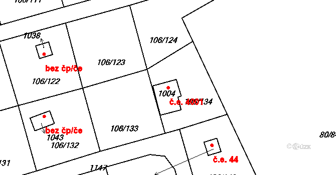 Švermov 4001, Kladno na parcele st. 1004 v KÚ Hnidousy, Katastrální mapa