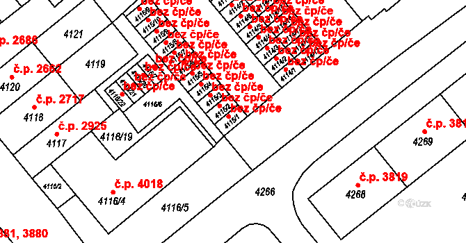 Brno 48722804 na parcele st. 4115/1 v KÚ Židenice, Katastrální mapa