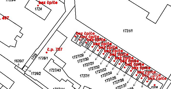 Tachov 50196804 na parcele st. 1727/7 v KÚ Tachov, Katastrální mapa