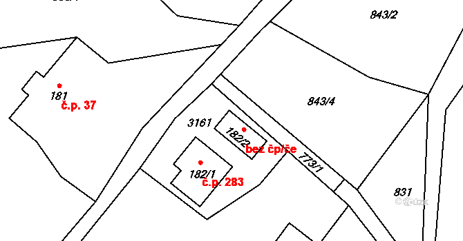 Jablonné v Podještědí 54235804 na parcele st. 182/2 v KÚ Heřmanice v Podještědí, Katastrální mapa