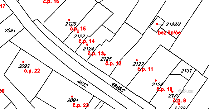 Pražské Předměstí 12, Vysoké Mýto na parcele st. 2125 v KÚ Vysoké Mýto, Katastrální mapa