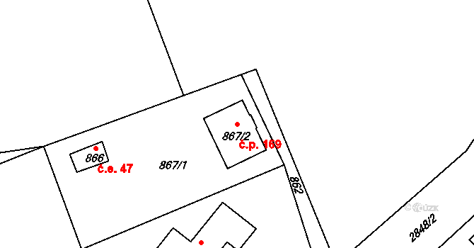 Rapotín 169 na parcele st. 867/2 v KÚ Rapotín, Katastrální mapa