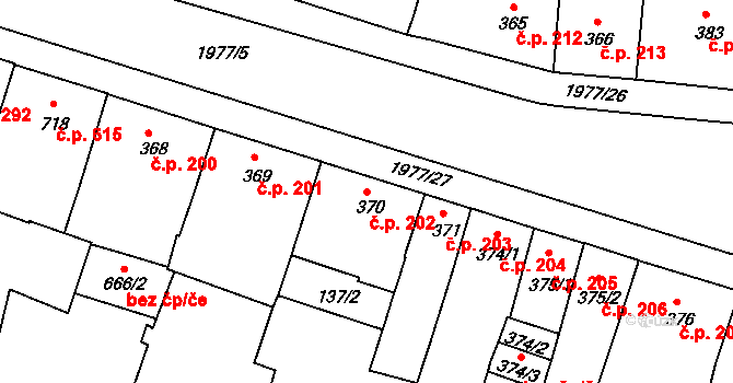 Slaný 202 na parcele st. 370 v KÚ Slaný, Katastrální mapa