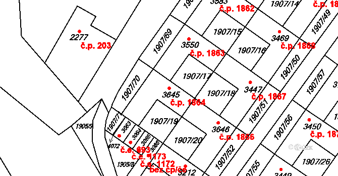 Náchod 1864 na parcele st. 3645 v KÚ Náchod, Katastrální mapa
