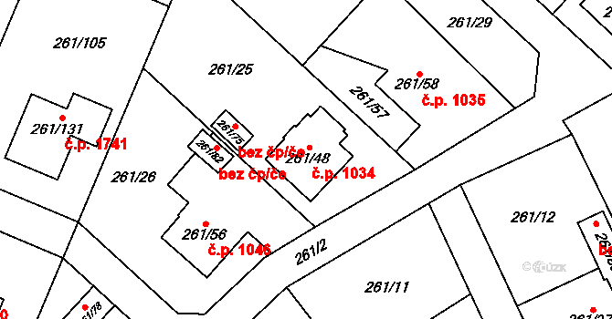 Chotěboř 1034 na parcele st. 261/48 v KÚ Chotěboř, Katastrální mapa