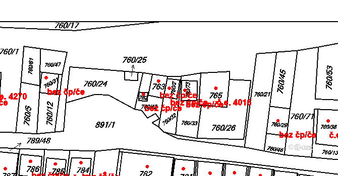Znojmo 96032804 na parcele st. 760/2 v KÚ Znojmo-Louka, Katastrální mapa