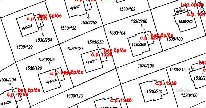 Praha 96113804 na parcele st. 1530/258 v KÚ Řeporyje, Katastrální mapa