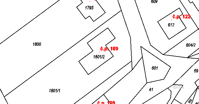 Olbramice 189 na parcele st. 1801/2 v KÚ Olbramice, Katastrální mapa