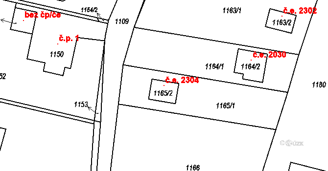 Dolní Těrlicko 2304, Těrlicko na parcele st. 1165/2 v KÚ Dolní Těrlicko, Katastrální mapa